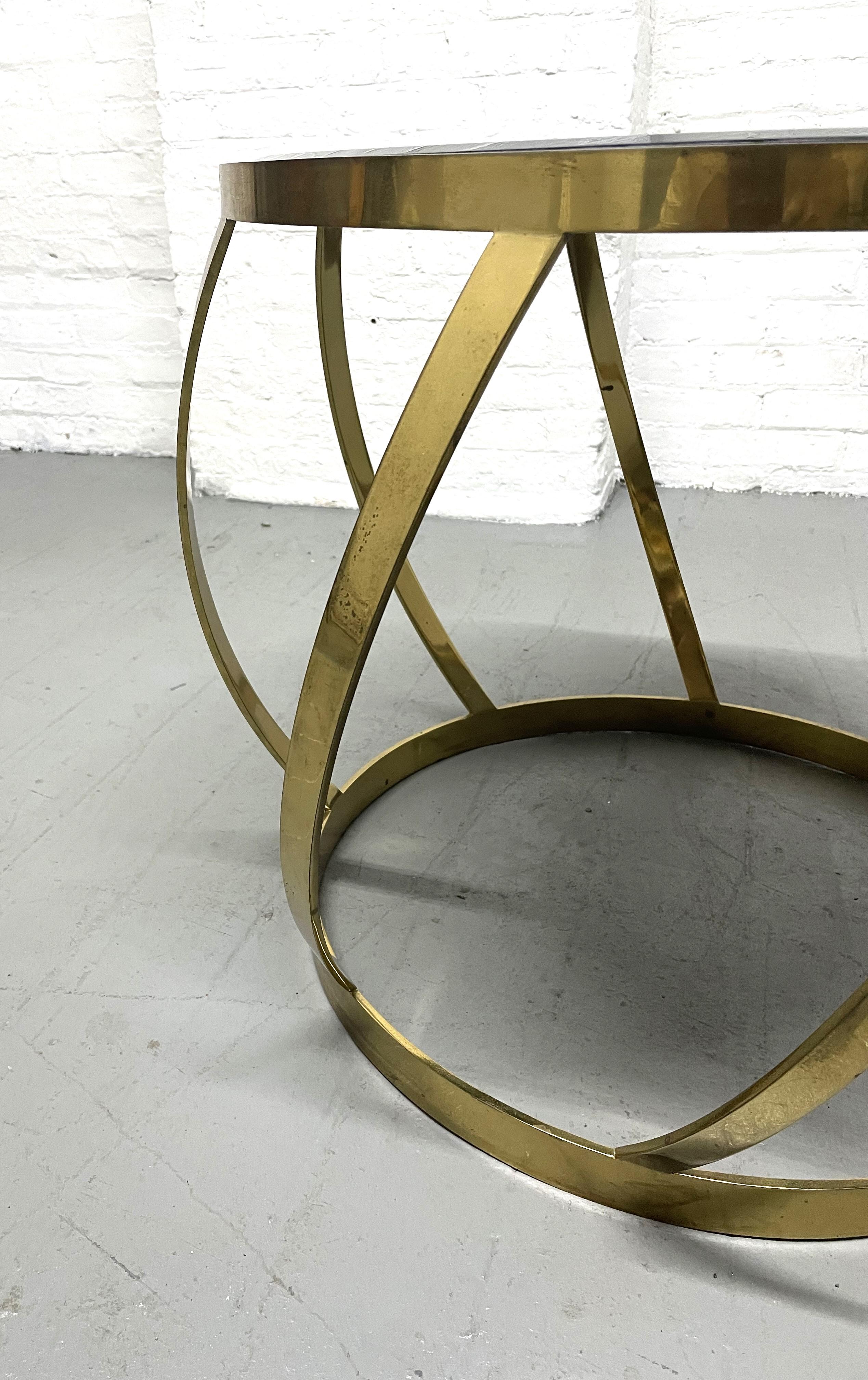 Karl Springer Brass and Onyx Top Side Table In Good Condition For Sale In New York, NY