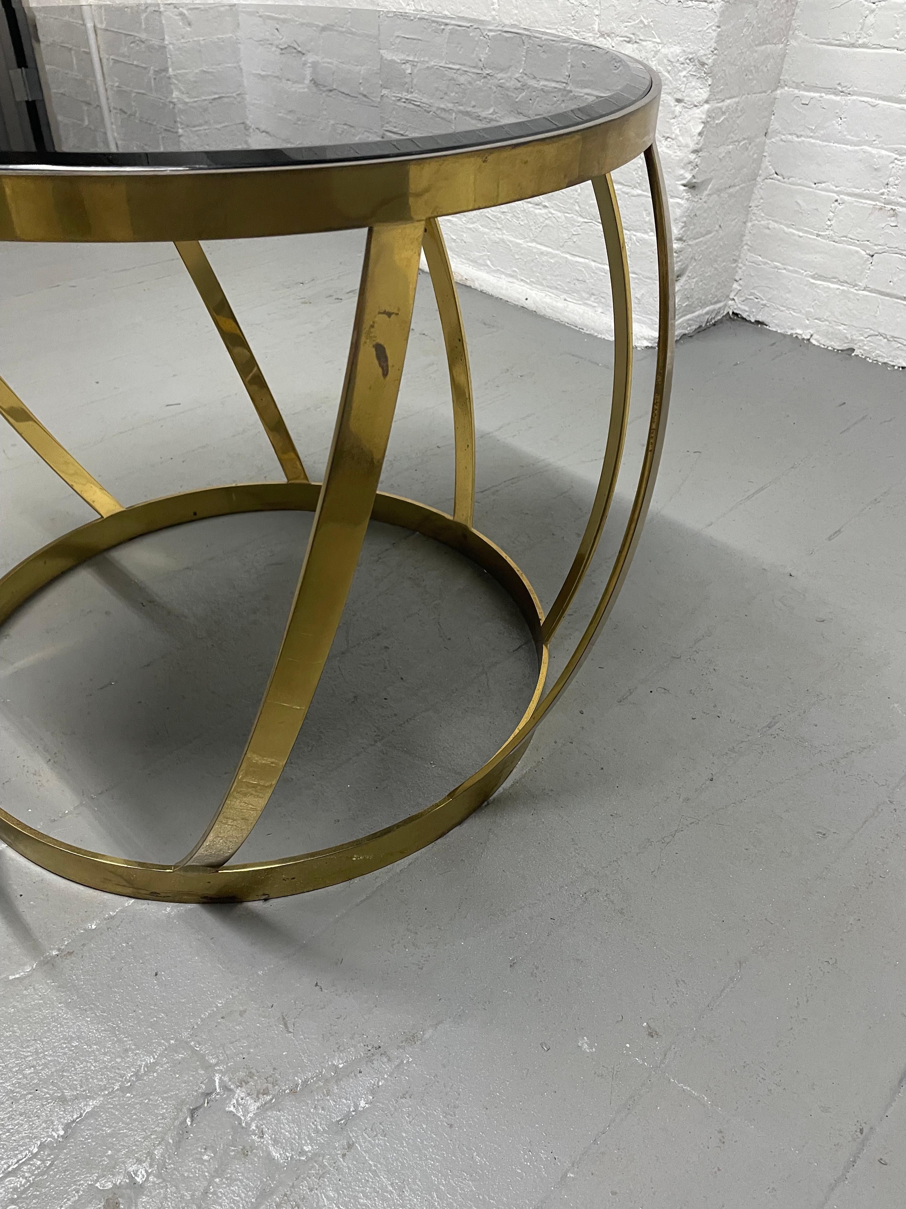 Late 20th Century Karl Springer Brass and Onyx Top Side Table For Sale