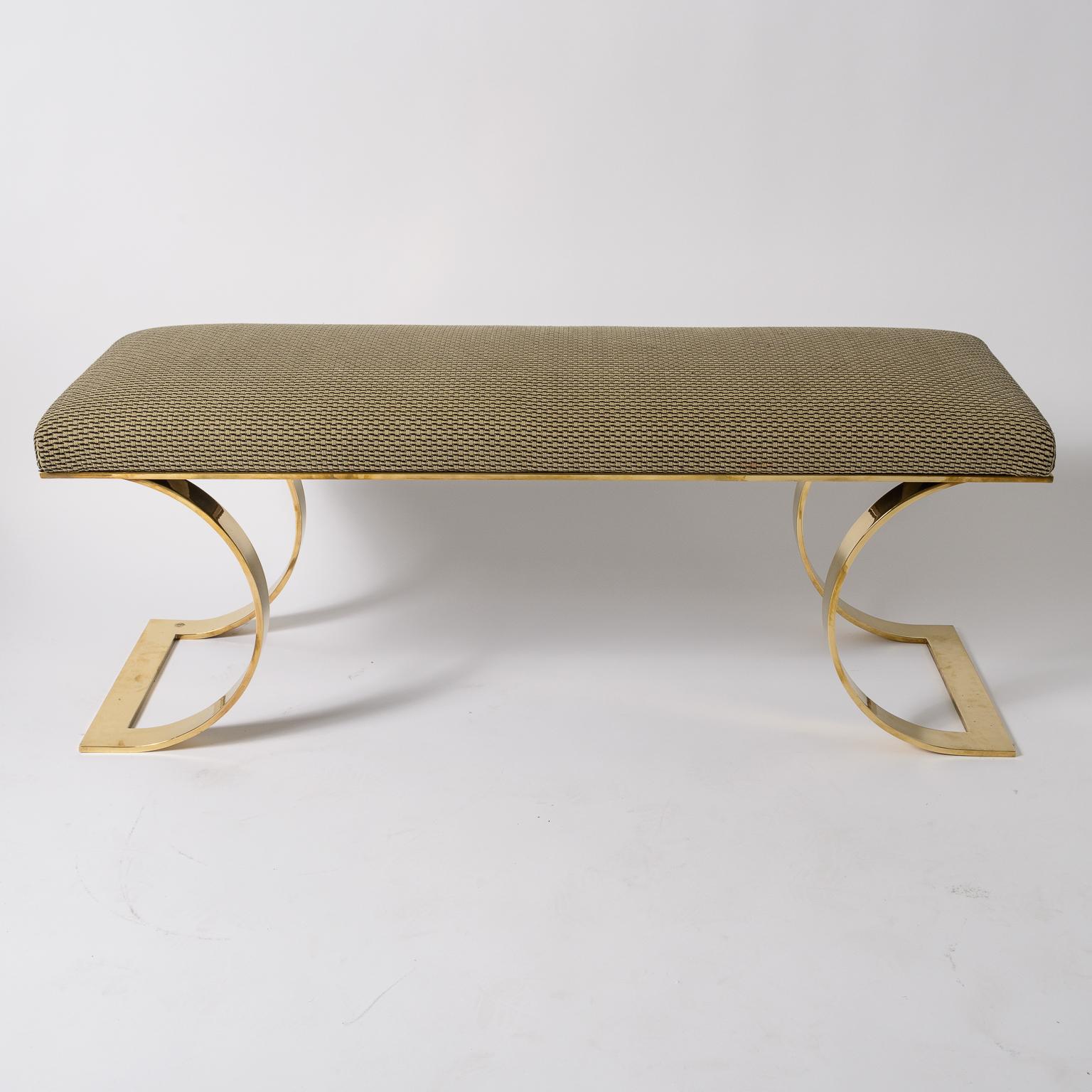 Late 20th Century Karl Springer Brass Bench For Sale