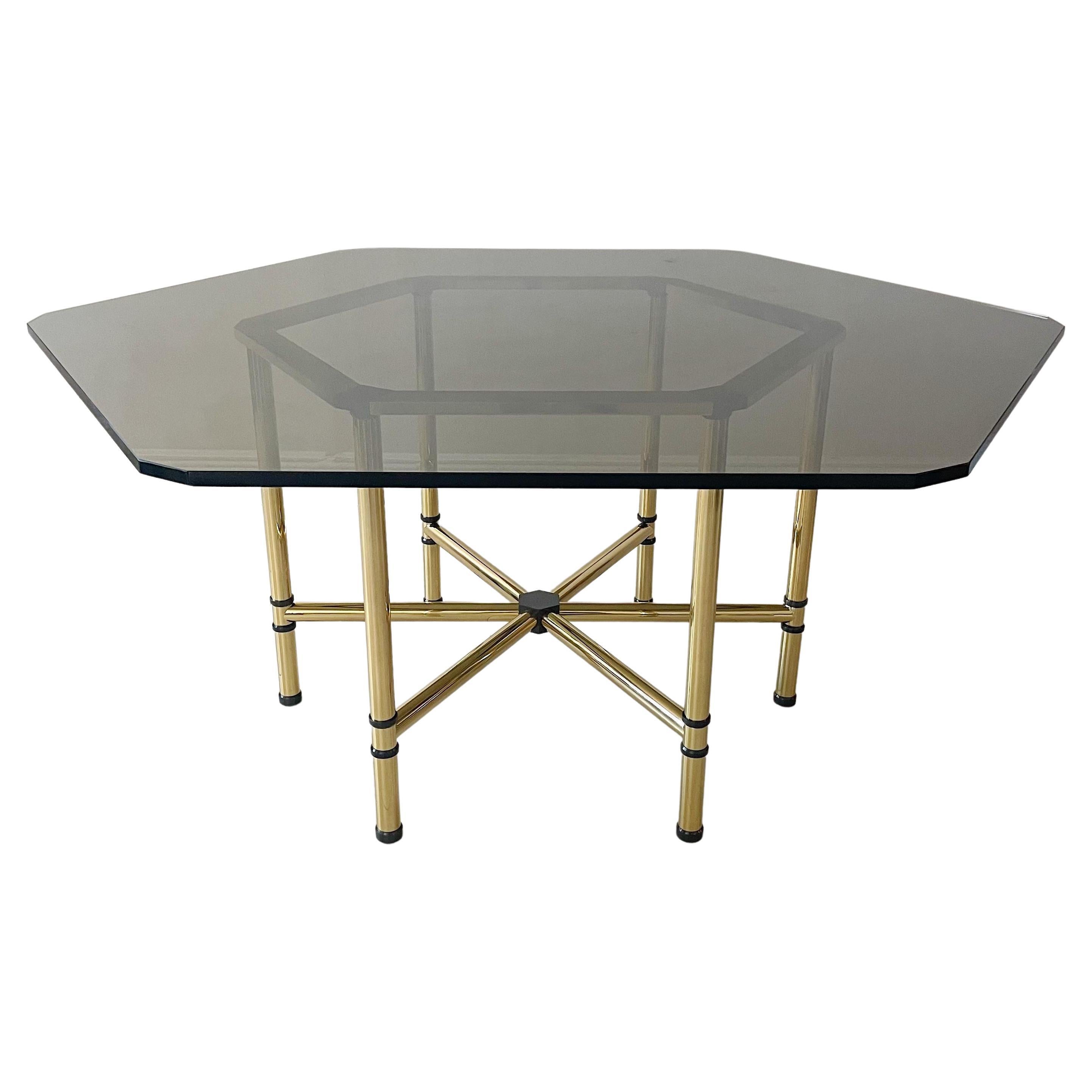 Karl Springer Brass Hexagonal "Jansen" Center Table For Sale