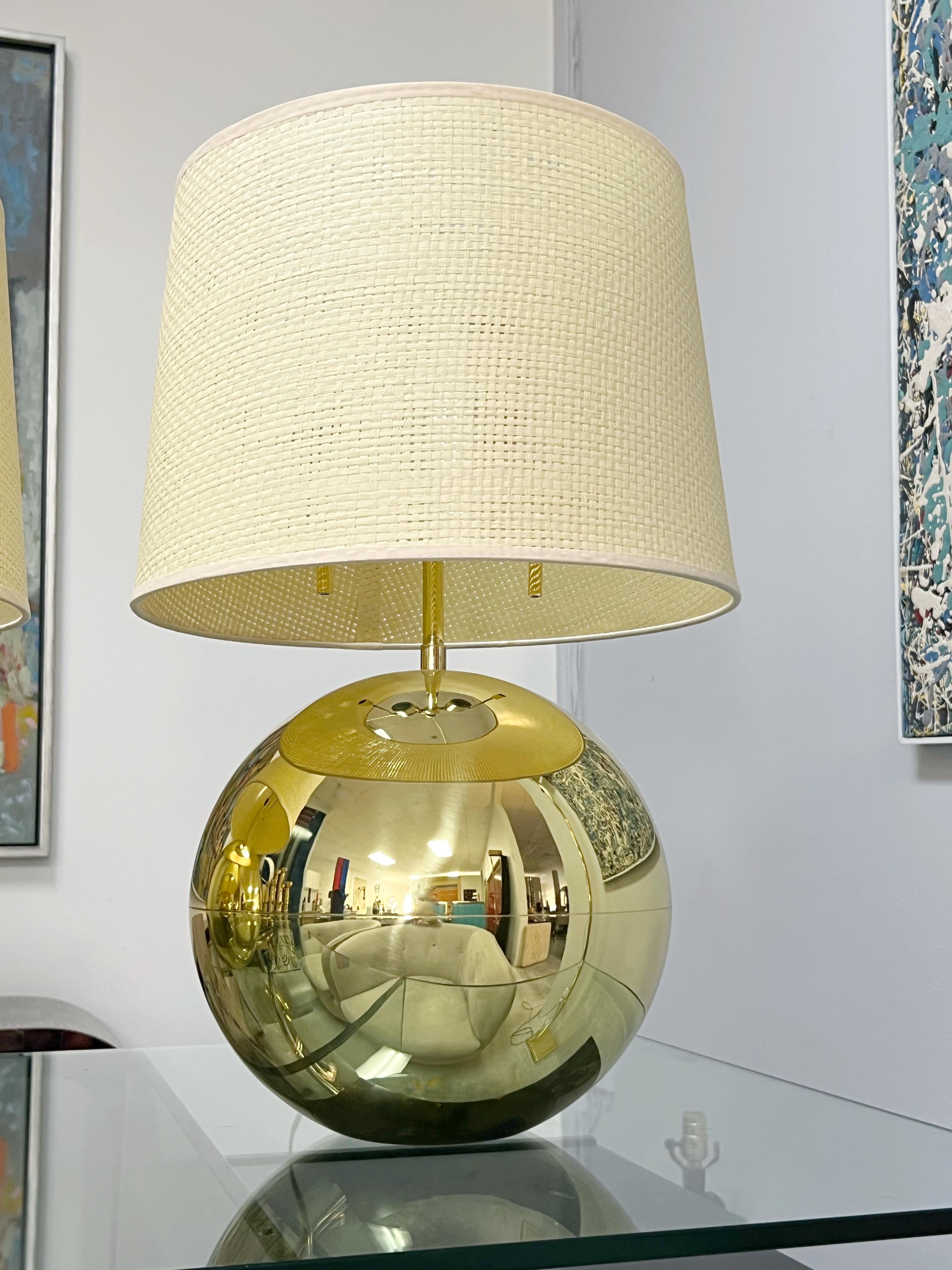 Karl Springer Brass Sphere Table Lamps For Sale 1