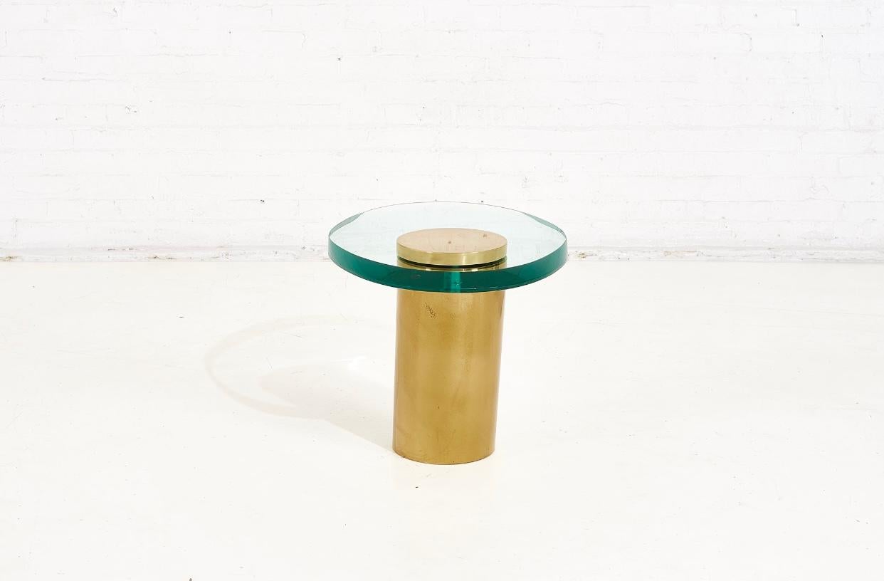 Karl Springer Brass with Cantilevered Glass Side Table, 1980 1