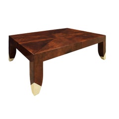 Karl Springer "Bristol Coffee Table" in Lacquered Goatskin circa 1990 'Signed'