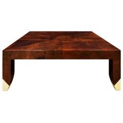 Vintage Karl Springer "Bristol Coffee Table" in Lacquered Goatskin circa 1990 'Signed'