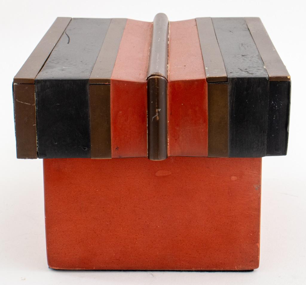 Brutalist Karl Springer Bronze Mounted Table Box, 1987 For Sale