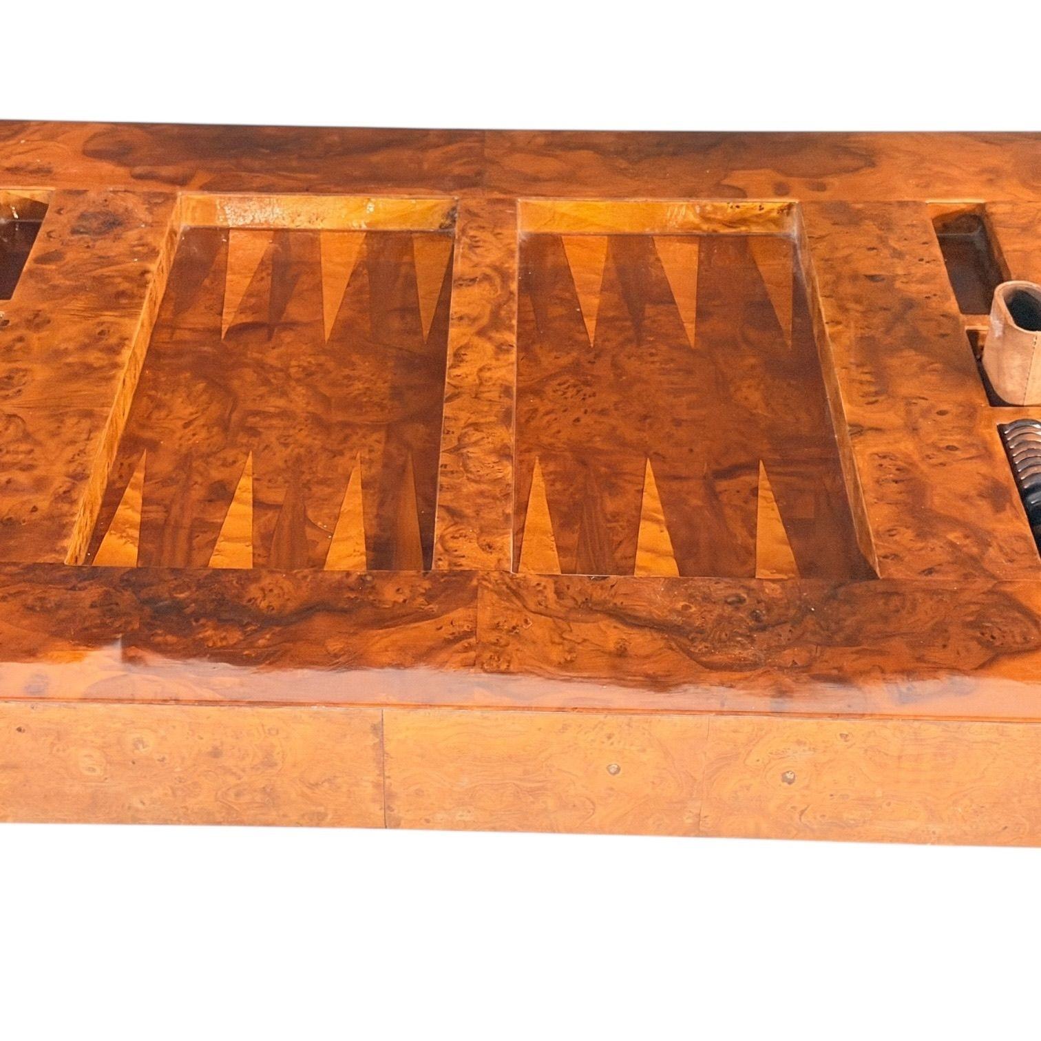 Karl Springer Burlwood and Chrome Backgammon Table, 1980 For Sale 2