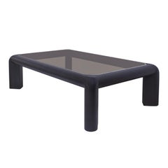 Karl Springer Table basse chic en cuir de lézard gaufré 1994 (Signé & Daté)