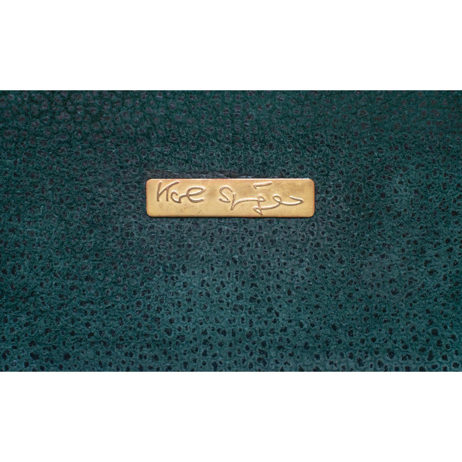 Laiton Karl Springer Boîte à couvercle chic avec dessus en laque Greene & Greene 1980 (Signé) en vente