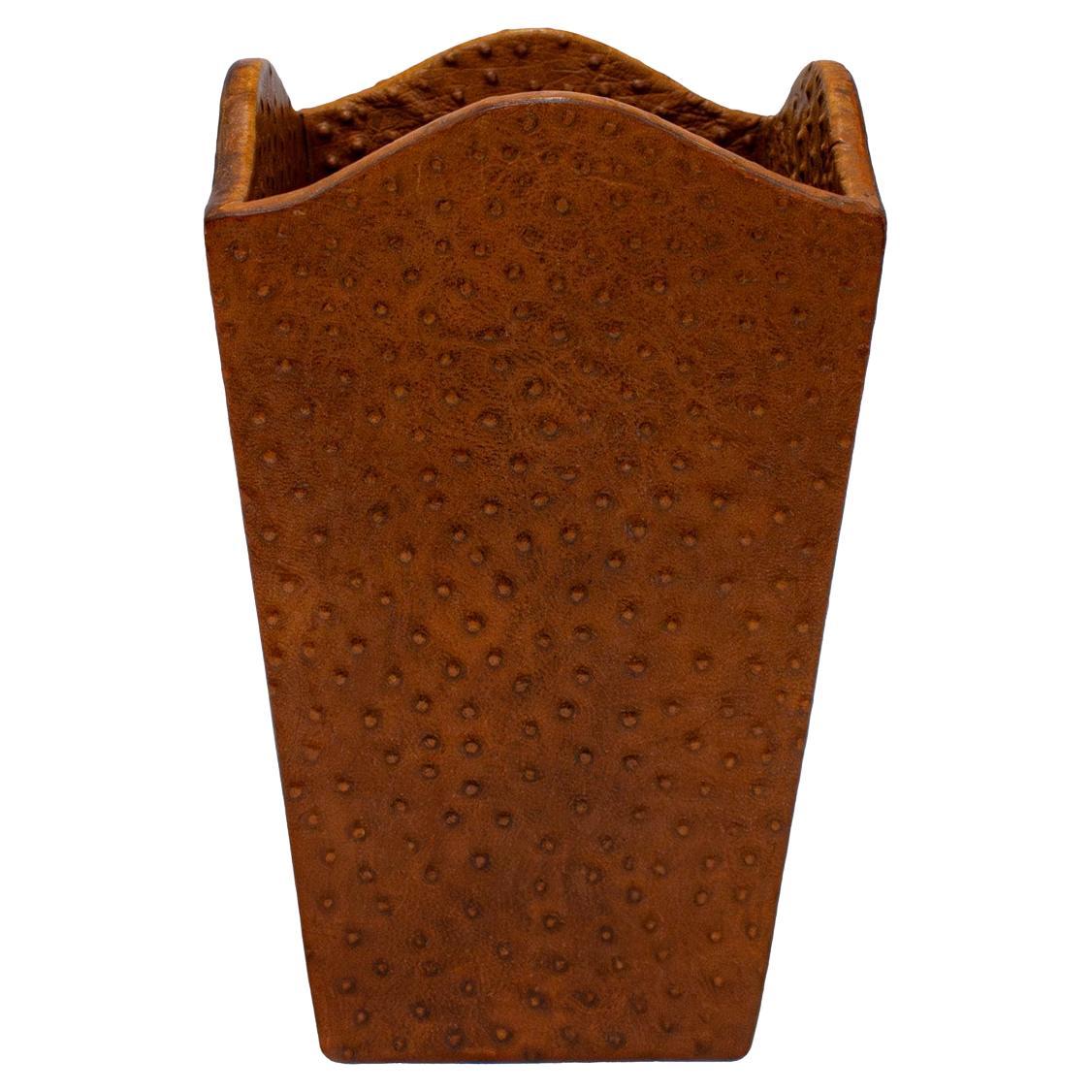 Karl Springer Chic Waste Basket in Ostrich Skin 1976-1978 For Sale