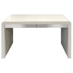 Vintage Karl Springer Chic Writing Desk in Embossed Crocodile Leather, 1970s