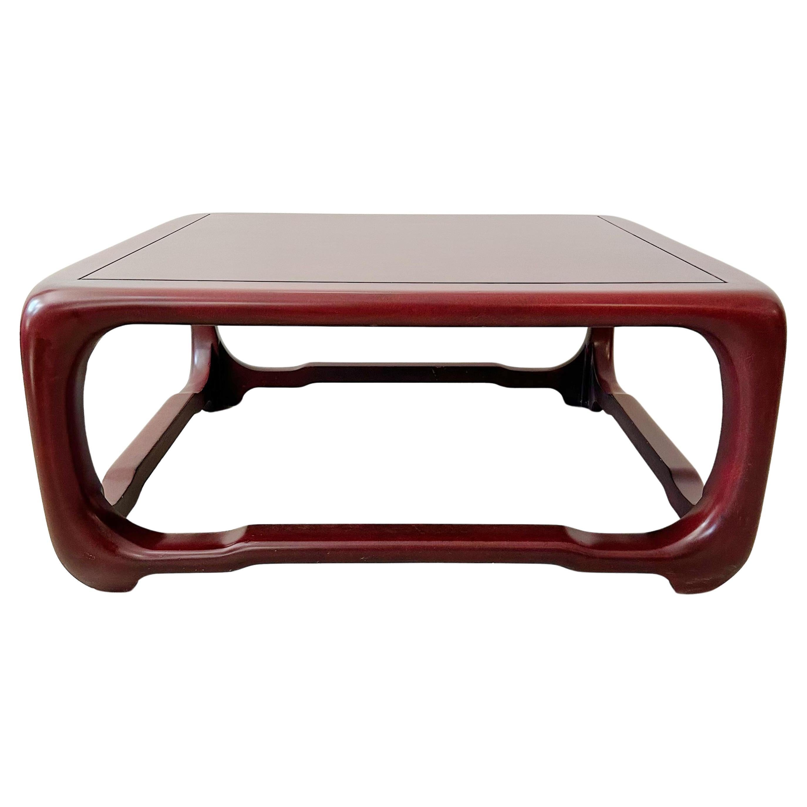 Karl Springer "Chinese Cube Style Coffee Table" in Lacquered Chinese Red 1980s For Sale