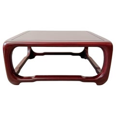 Vintage Karl Springer "Chinese Cube Style Coffee Table" in Lacquered Chinese Red 1980s