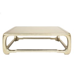 Karl Springer "Mesa de centro estilo cubo chino" en hoja de platino Años 80