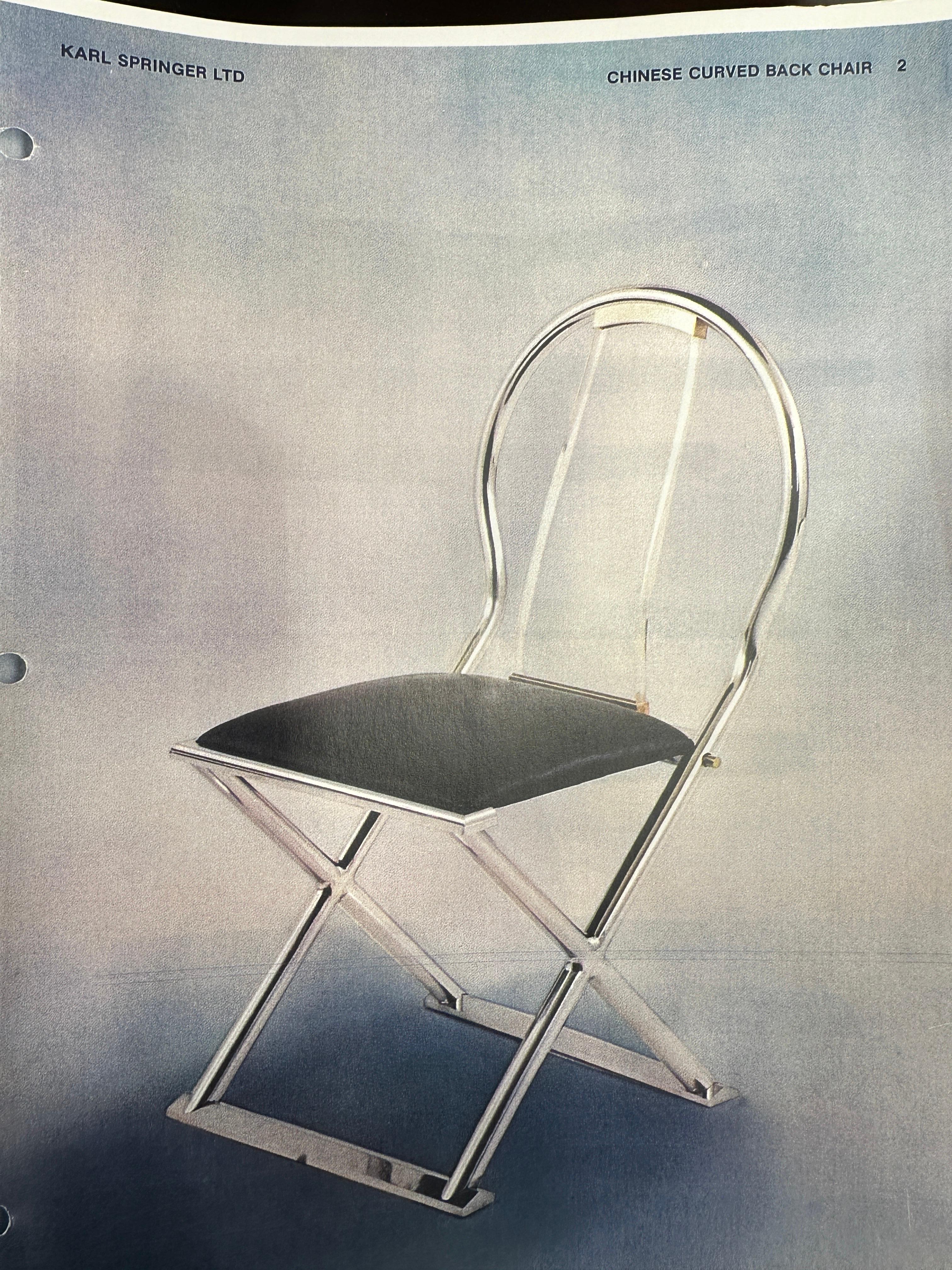 Karl Springer, Chinese Curved Back Chair, USA, c. 1980s For Sale 9