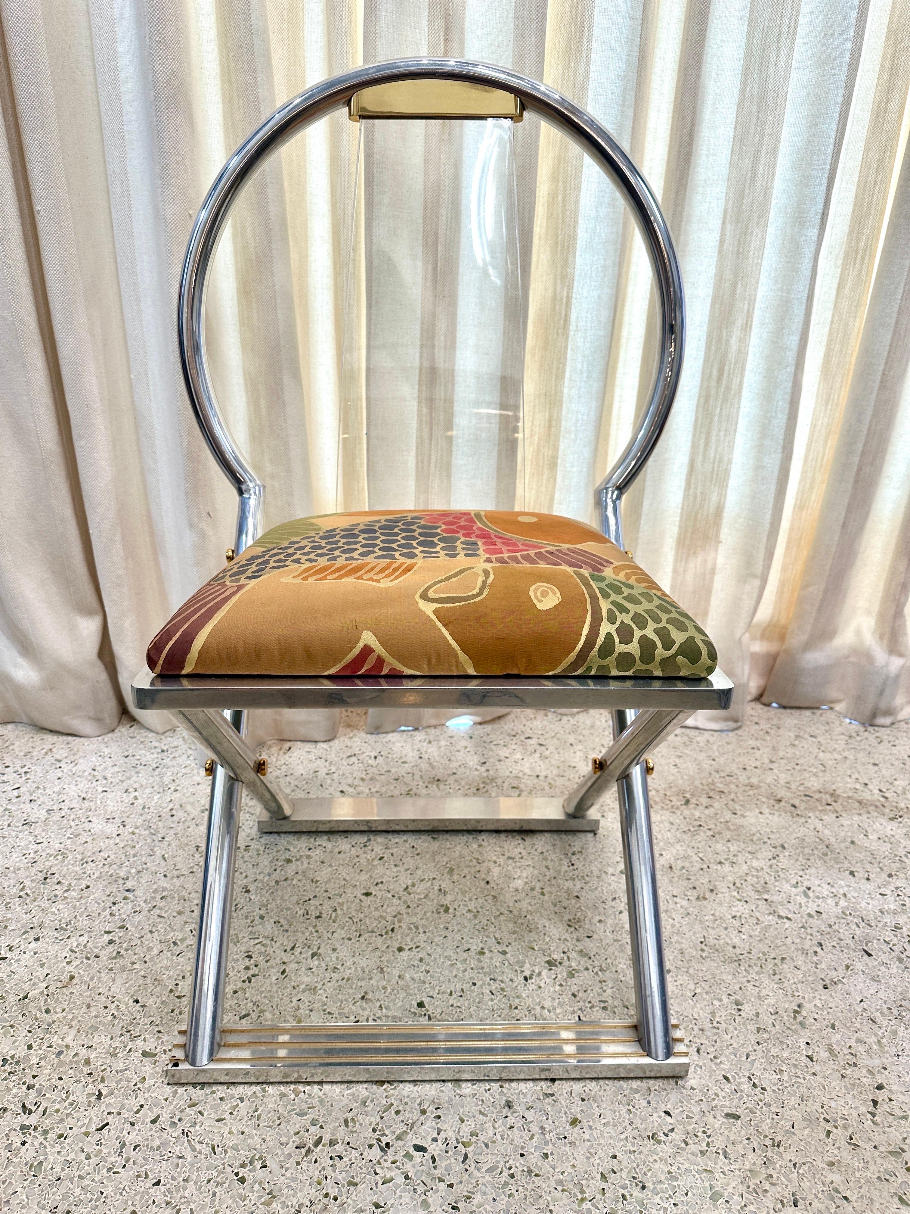 Mid-Century Modern Karl Springer, chaise chinoise à dossier incurvé, États-Unis, vers 1980 en vente