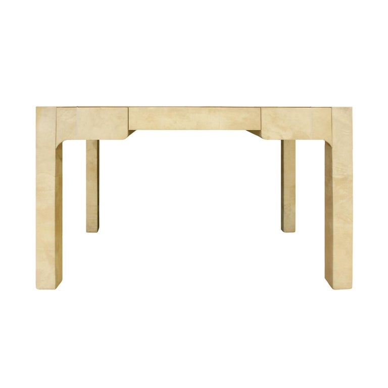 Karl Springer Chinese Parsons Style Desk In Lacquered Goatskin