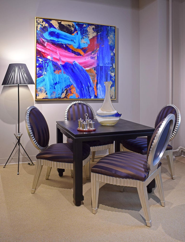 Karl Springer "Chinese Style Game Table" in Embossed Lizard Leather