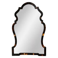 Miroir mural en corne de style Chippendale, signé Karl Springer. U.S.A. Fin du 20e siècle.