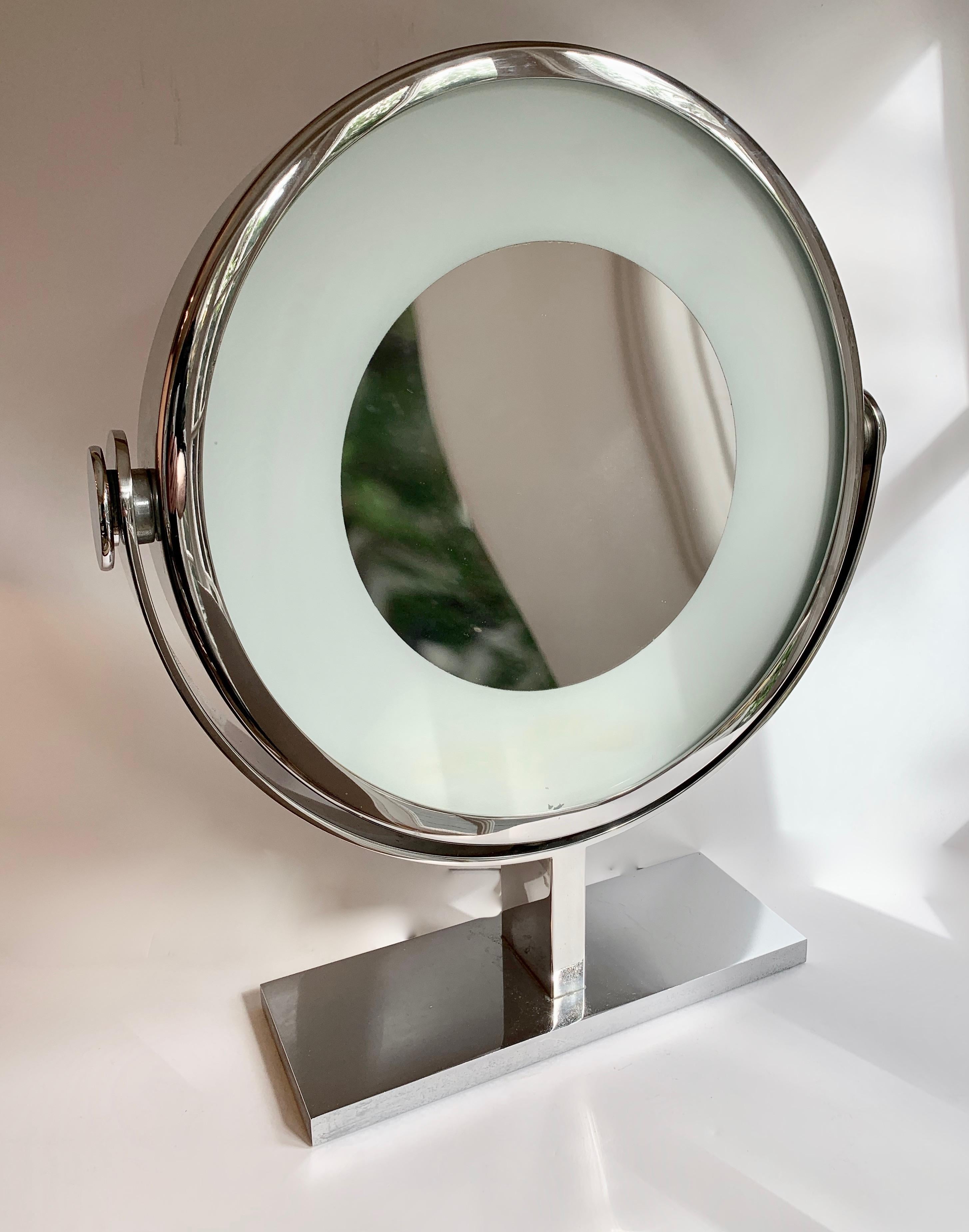 Mid-Century Modern Karl Springer Magnified Vanity Mirror with Light