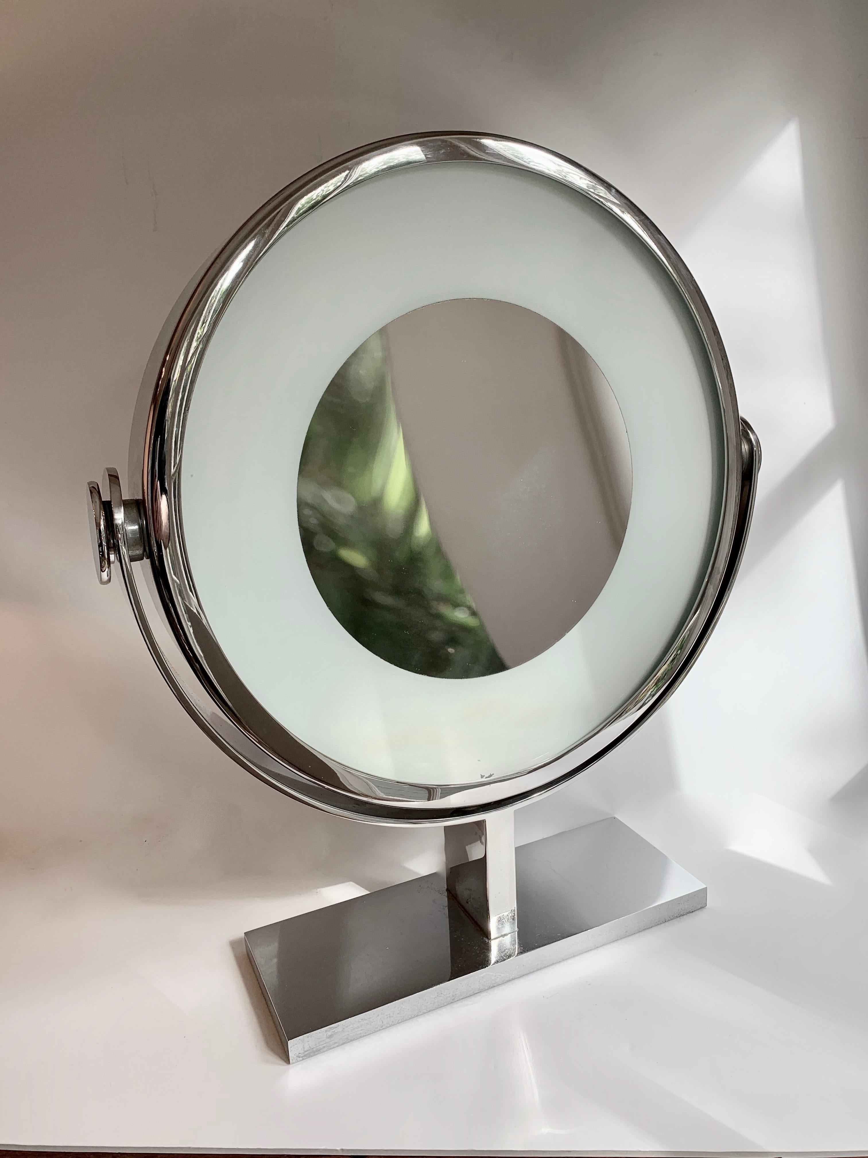 Frosted Karl Springer Magnified Vanity Mirror with Light