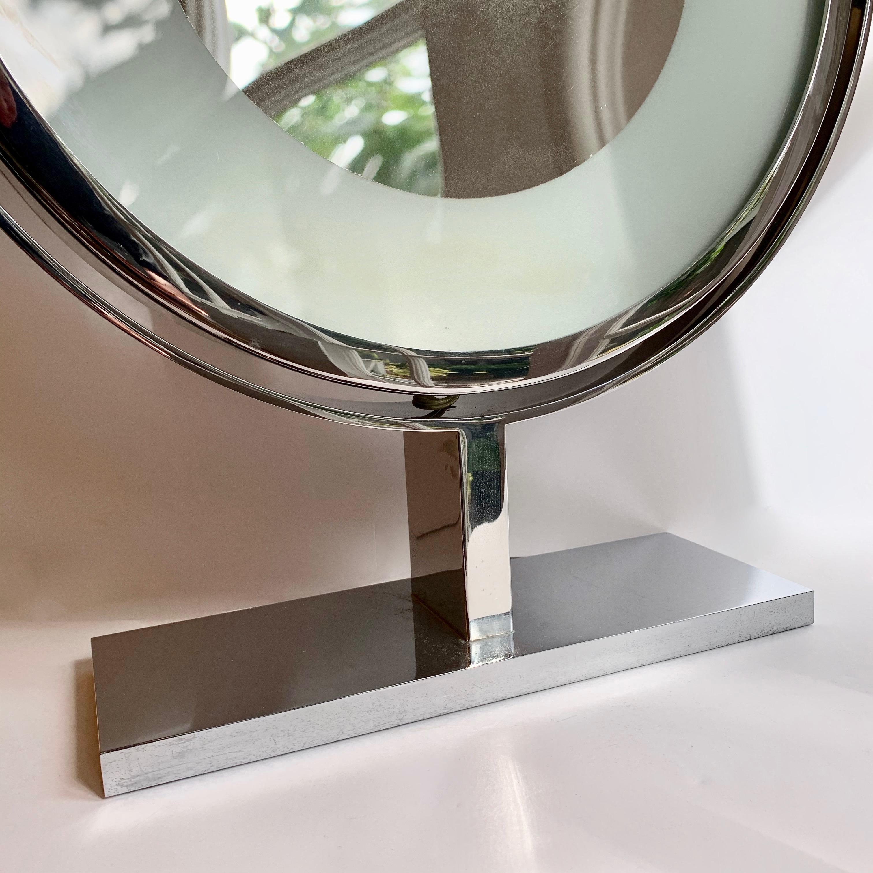 Karl Springer Magnified Vanity Mirror with Light In Good Condition In Los Angeles, CA