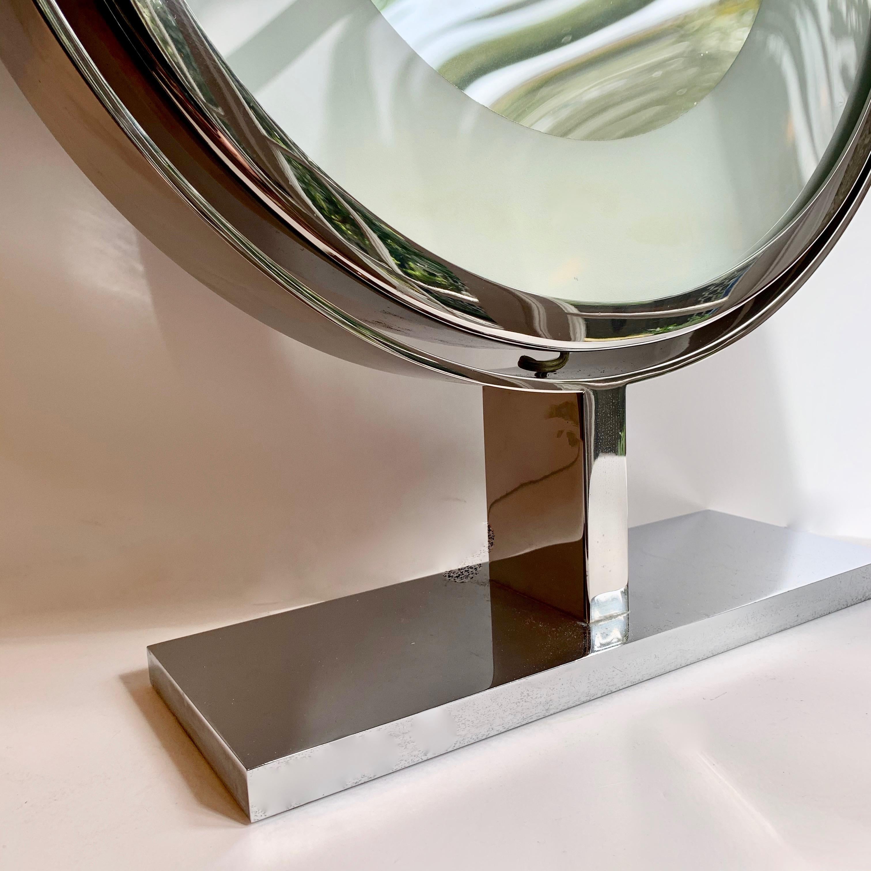 20th Century Karl Springer Magnified Vanity Mirror with Light