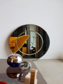 Espejo de pared circular Karl Springer, italiano, moderno de mediados de siglo, 90 cm