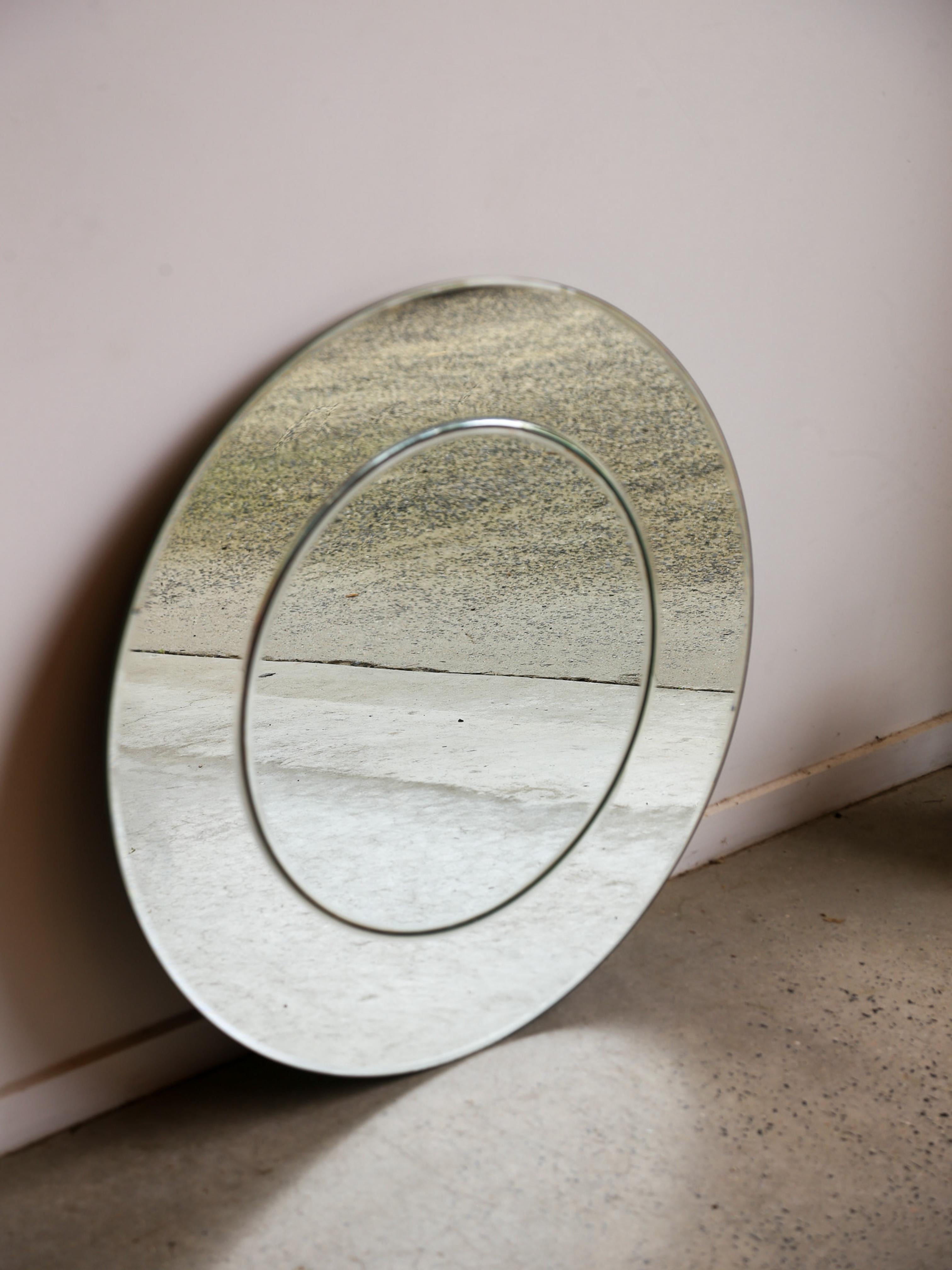 Mid-Century Modern Karl Springer Circular Wall Mirror 1970s For Sale