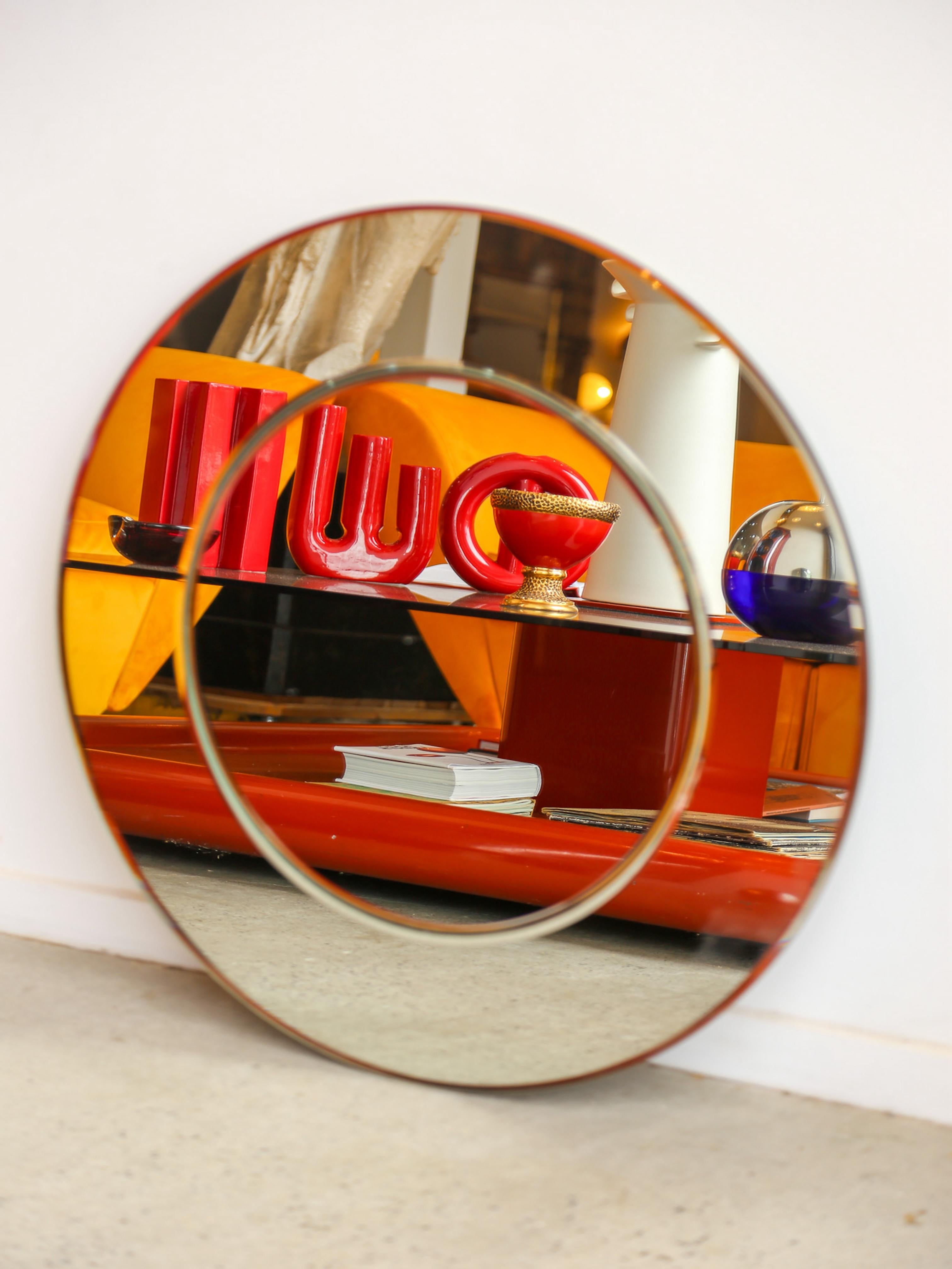 Late 20th Century Karl Springer Circular Wall Mirror 1970s For Sale