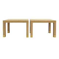 Karl Springer "Classic Parsons Side Tables" in Lacquered Linen Early 2003