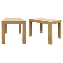 Karl Springer "Classic Parsons Side Tables" in Lacquered Linen Early 2003