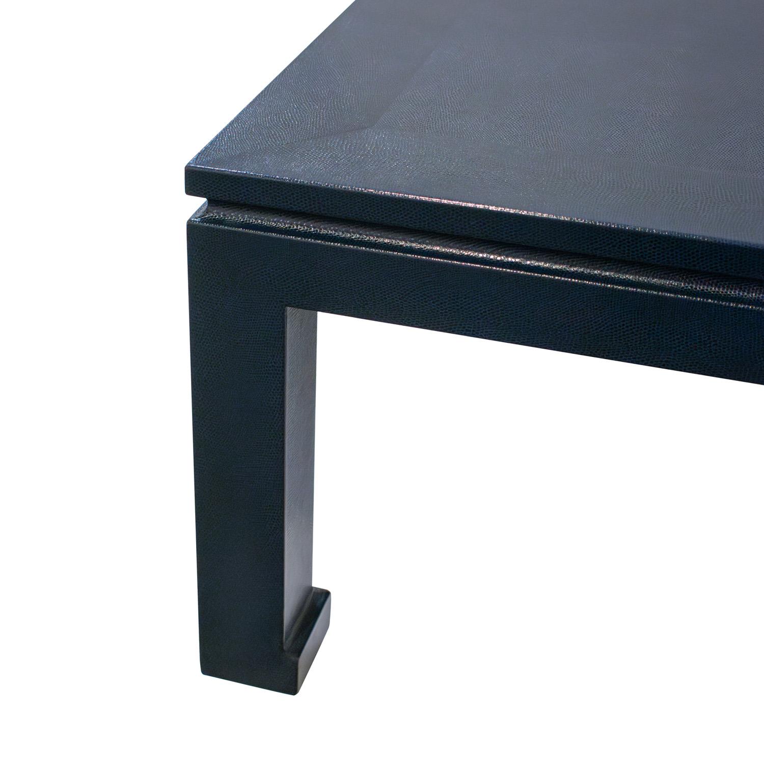 Hand-Crafted Karl Springer Coffee Table in Embossed Reptile Leather 1988 (Signed & Dated)