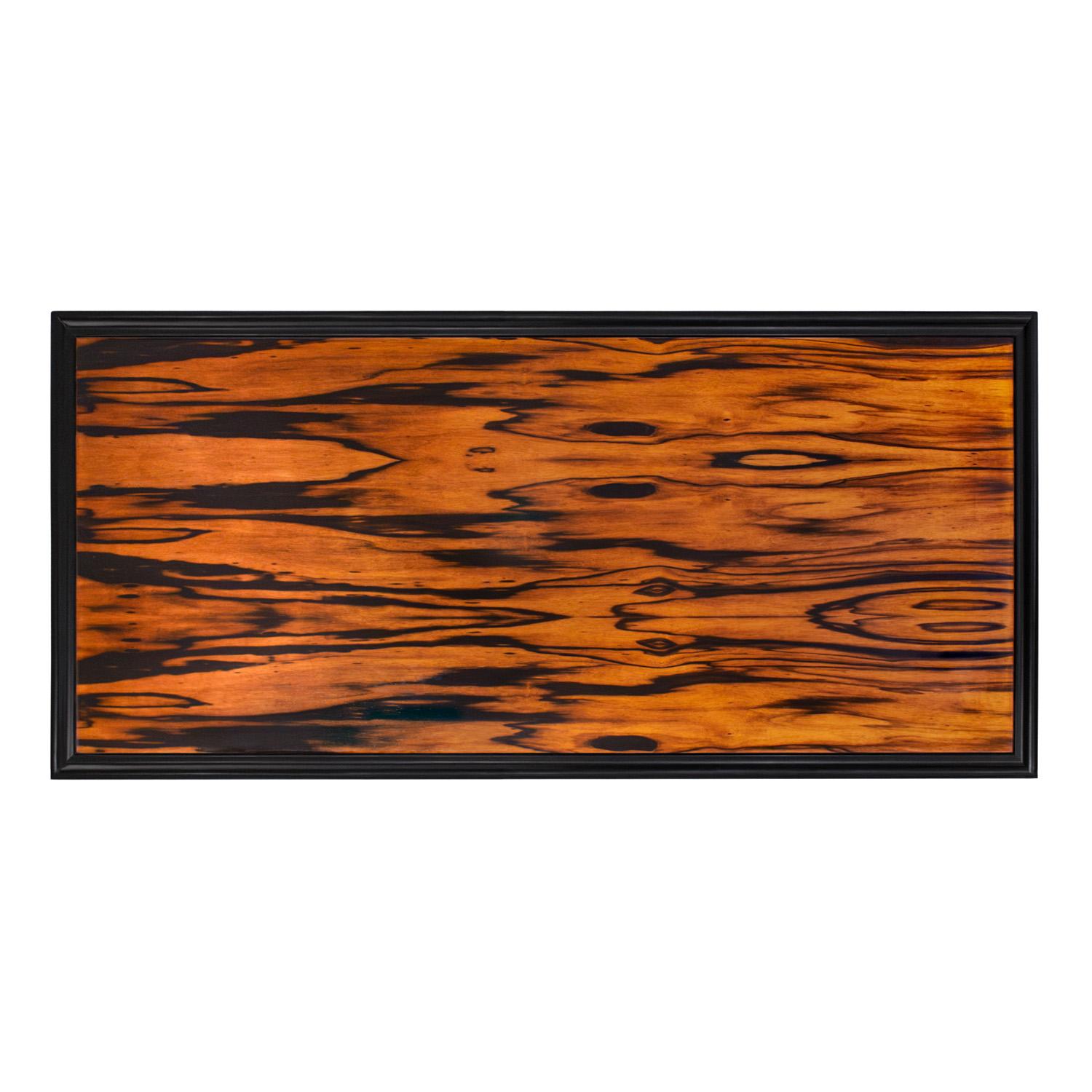 American Karl Springer Coffee Table in Figured Zebrawood and Black Lacquer 1980s For Sale
