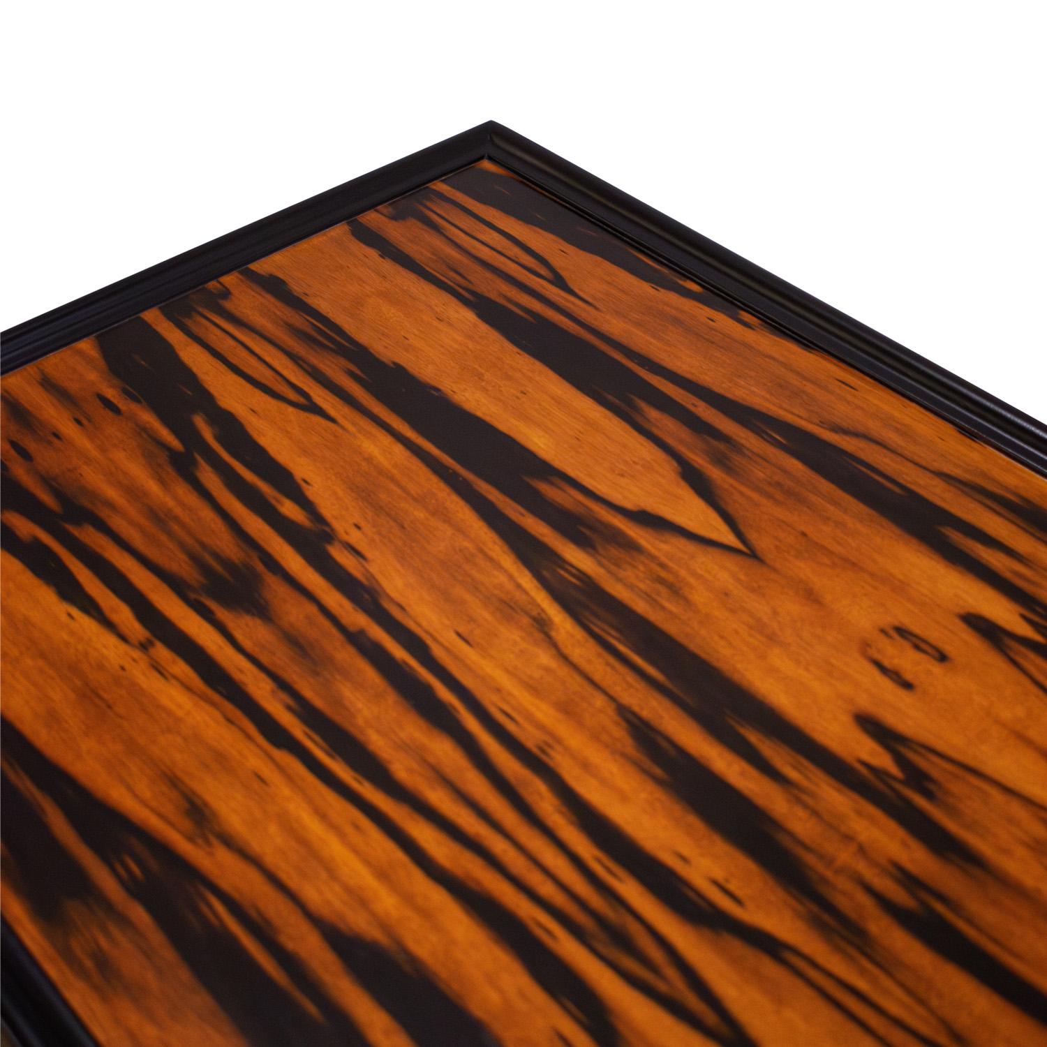 Karl Springer Coffee Table in Figured Zebrawood and Black Lacquer 1980s In Excellent Condition For Sale In New York, NY
