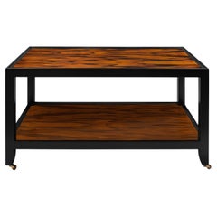 Karl Springer Coffee Table in Figured Zebrawood and Black Lacquer 1980s