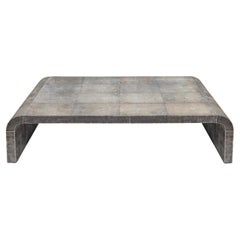 Karl Springer Coffee Table in Shagreen with Bone Inlays 1980s 'Signed'