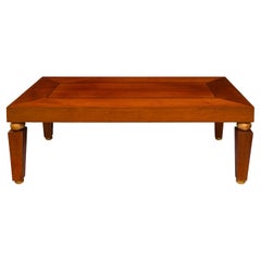 Table basse en noyer avec ébène de Macassar et feuille d'or Karl Springer 1980