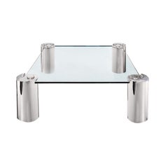 Karl Springer "Coffee Table with Sculpture Leg" in Chrome 1980s 'Signed'