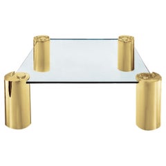Karl Springer "Coffee Table with Sculpture Leg" in Polished Brass 1980s 'Signed'