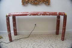 Karl Springer Style Marble and Glass Console