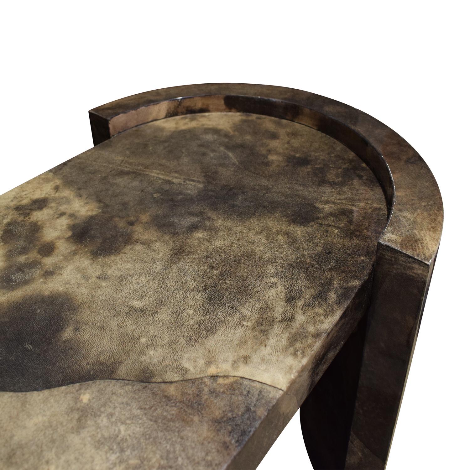 Hand-Crafted Karl Springer Stunning Console Table In Lacquered Goat Skin 1980