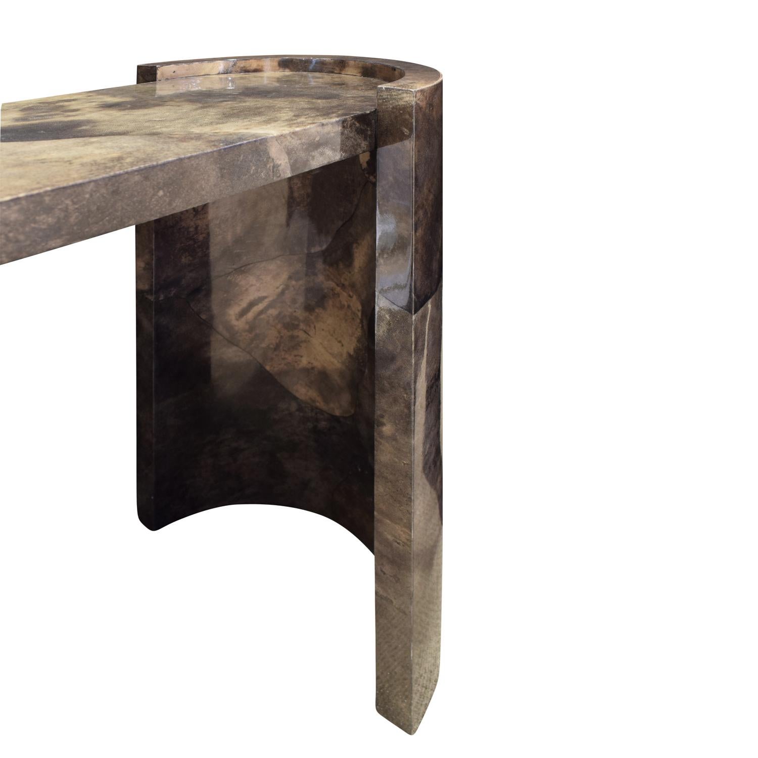 Karl Springer Stunning Console Table In Lacquered Goat Skin 1980 In Excellent Condition In New York, NY