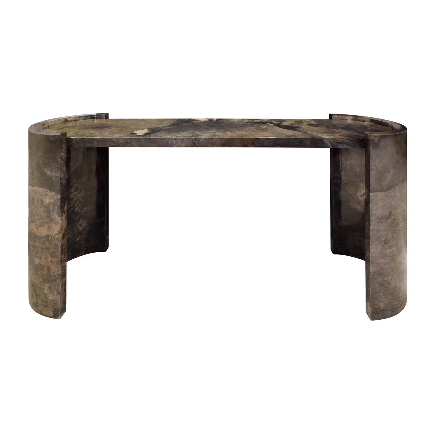 Karl Springer Stunning Console Table In Lacquered Goat Skin 1980