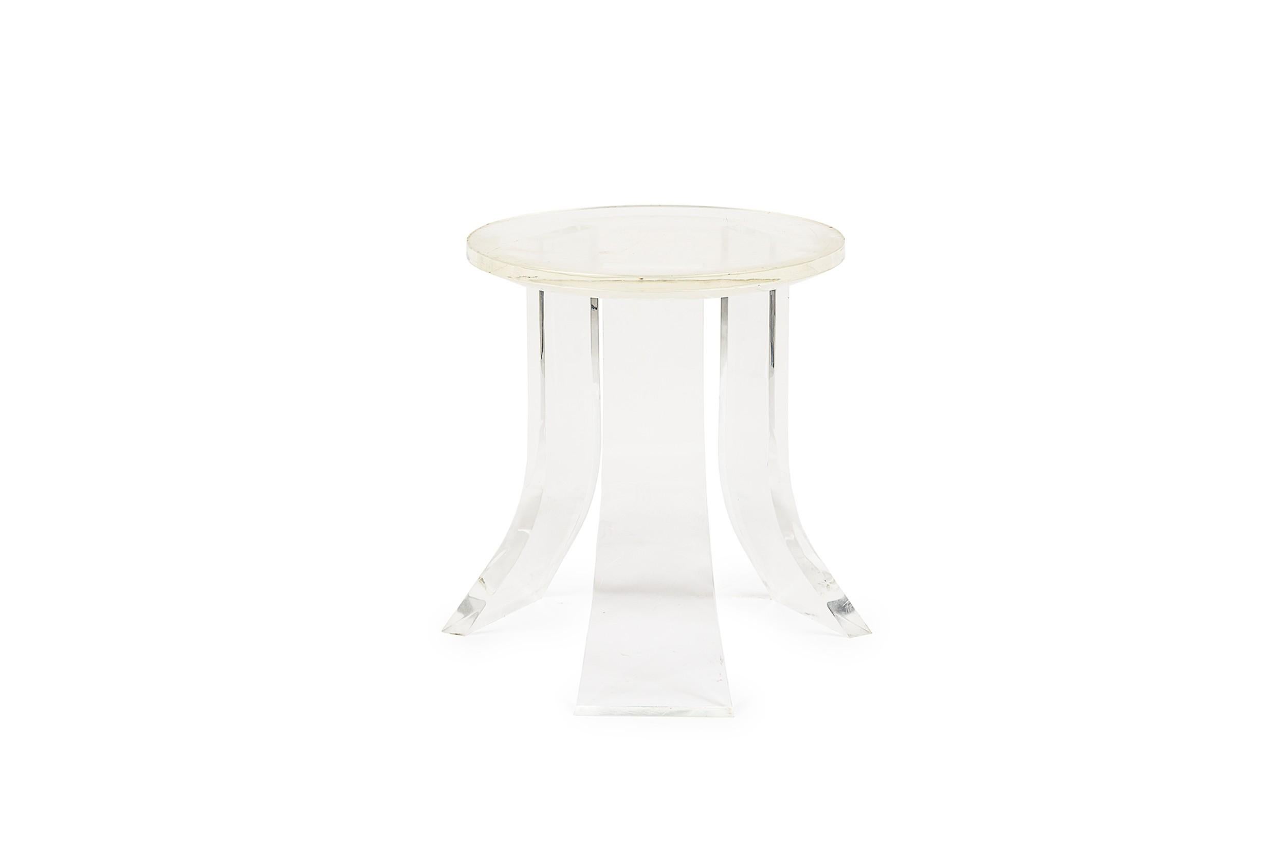 Hand-Crafted Karl Springer Contemporary American Lucite Dining Table Base For Sale