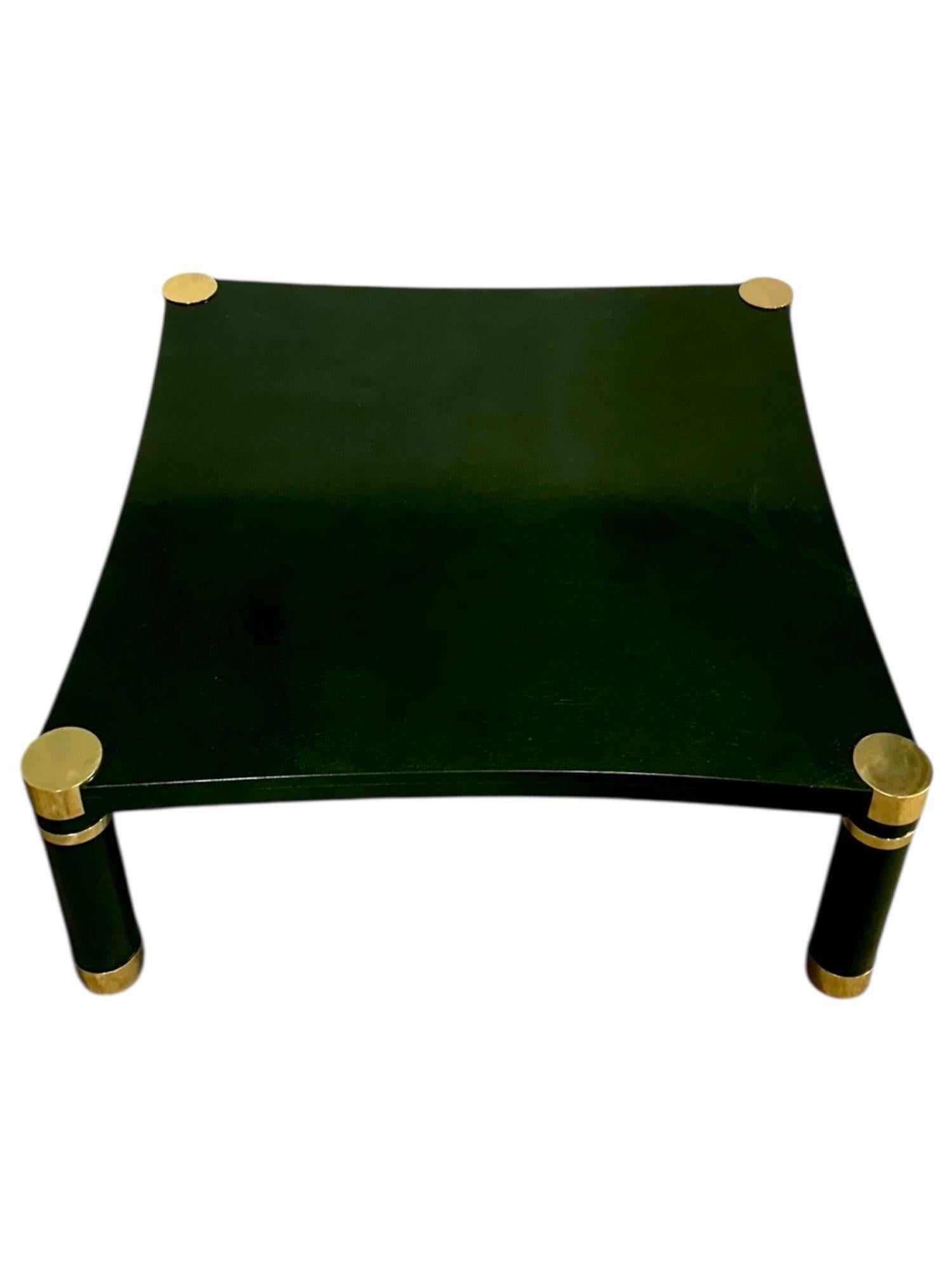 Mid-Century Modern Karl Springer Crackle Lacquer and Brass Coffee Table, 1970 For Sale