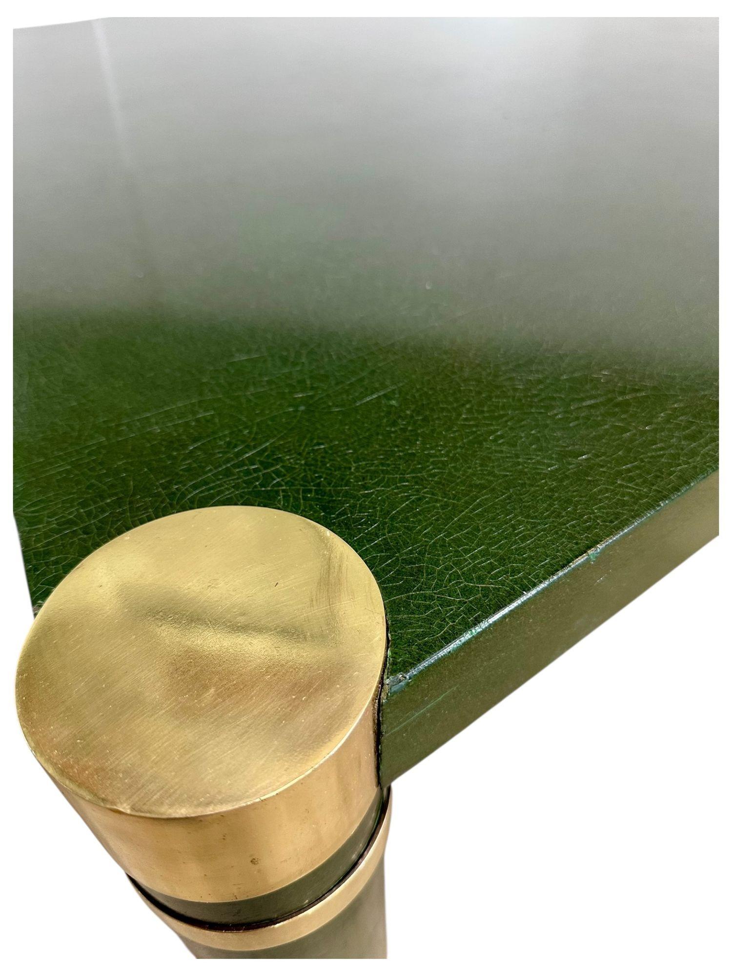 Late 20th Century Karl Springer Crackle Lacquer and Brass Coffee Table, 1970 For Sale