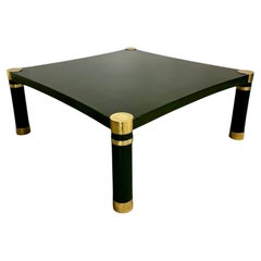 Karl Springer Crackle Lacquer and Brass Coffee Table, 1970