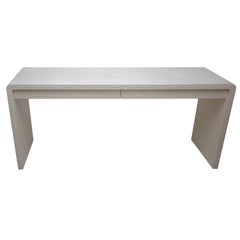 Tavolo consolle a 2 cassetti in pelle di coccodrillo Karl Springer