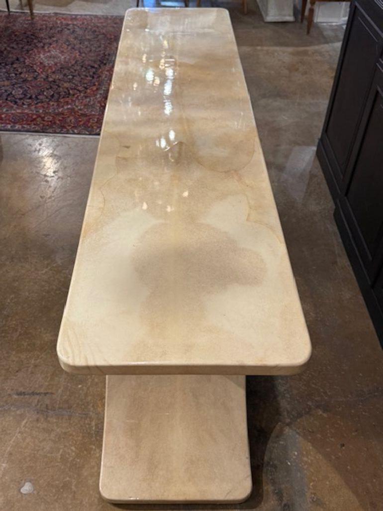 Mesa consola Karl Springer Design Pergamino blanco Estadounidense en venta