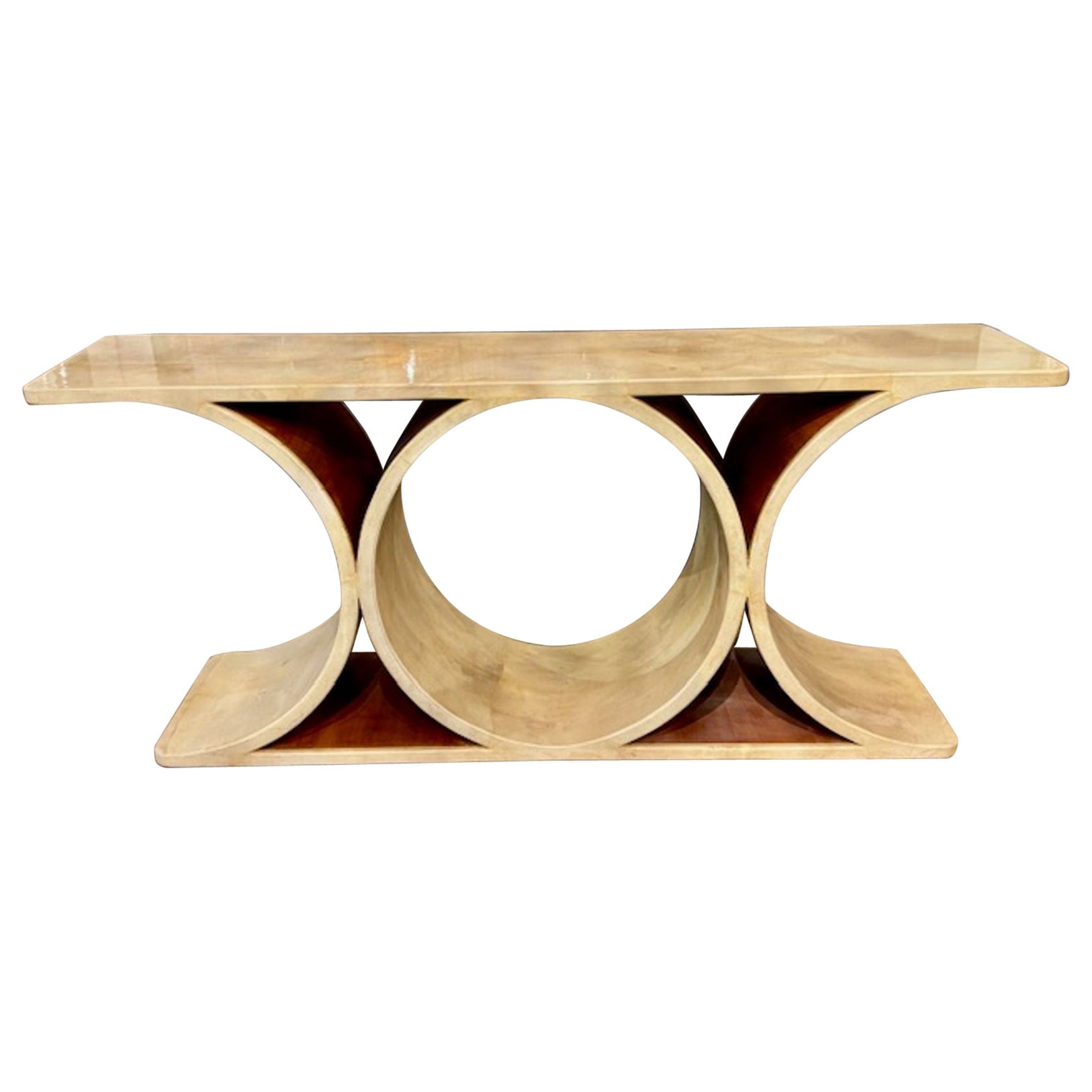 Karl Springer Design White Parchment Console Table For Sale